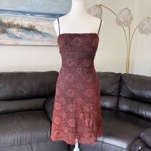 NWT BCBG Maxazria Lace Ombre Y2K Dress Size 8 Brown Orange Cocktail Party $218